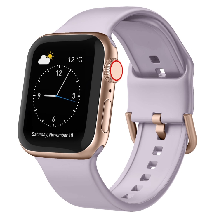 Para Apple Watch 44mm Faixa de relógio de silicone com fivela de