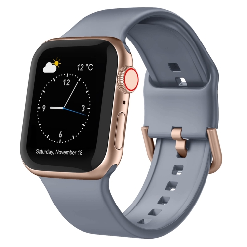 

For Apple Watch 42mm Pin Buckle Silicone Watch Band(Blue Grey)