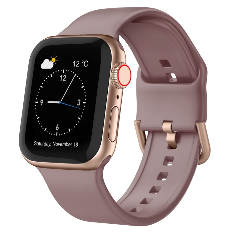 

For Apple Watch 38mm Pin Buckle Silicone Watch Band(Smoked Purple)