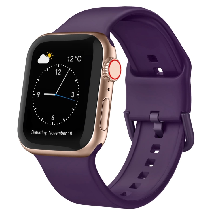 

For Apple Watch Ultra 2 49mm Pin Buckle Silicone Watch Band(Dark Purple)