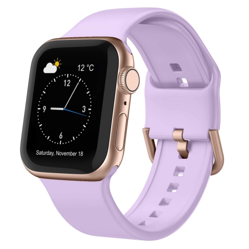 For Apple Watch Series 9 41mm Pin Buckle Silicone Watch Band(Lavender)