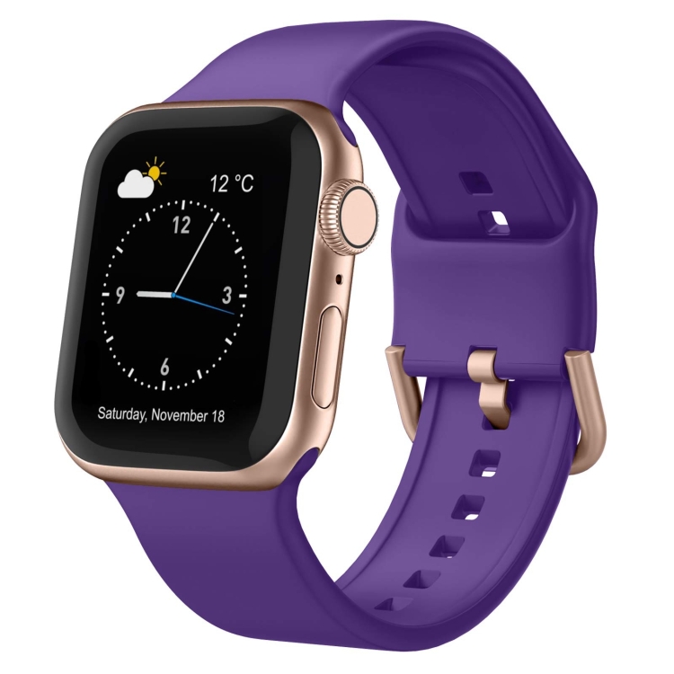 

For Apple Watch Series 9 45mm Pin Buckle Silicone Watch Band(Purple)