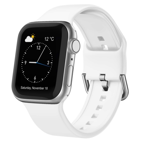 

For Apple Watch SE 2023 44mm Pin Buckle Silicone Watch Band(White)