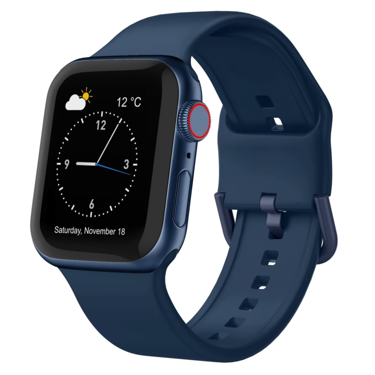 

For Apple Watch SE 2023 44mm Pin Buckle Silicone Watch Band(Abyss Blue)