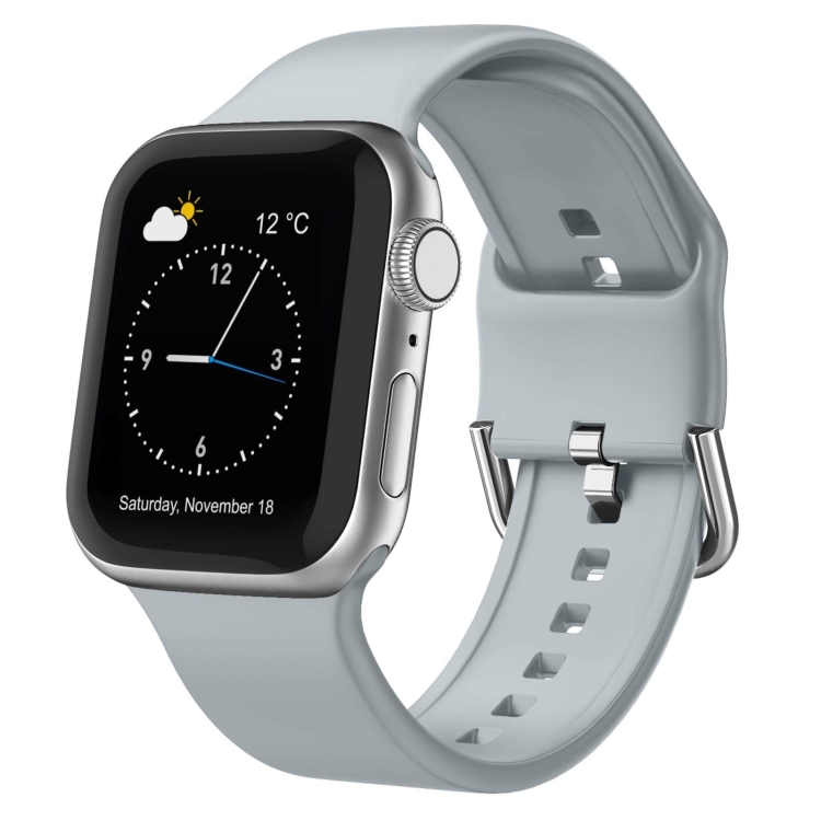

For Apple Watch SE 2023 44mm Pin Buckle Silicone Watch Band(Light Grey)
