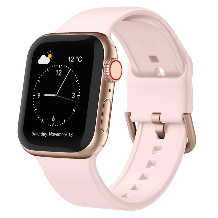 

For Apple Watch SE 2023 40mm Pin Buckle Silicone Watch Band(Pink Sand)