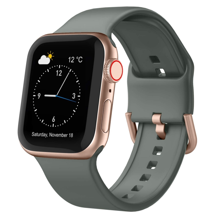 

For Apple Watch SE 2023 40mm Pin Buckle Silicone Watch Band(Olive)