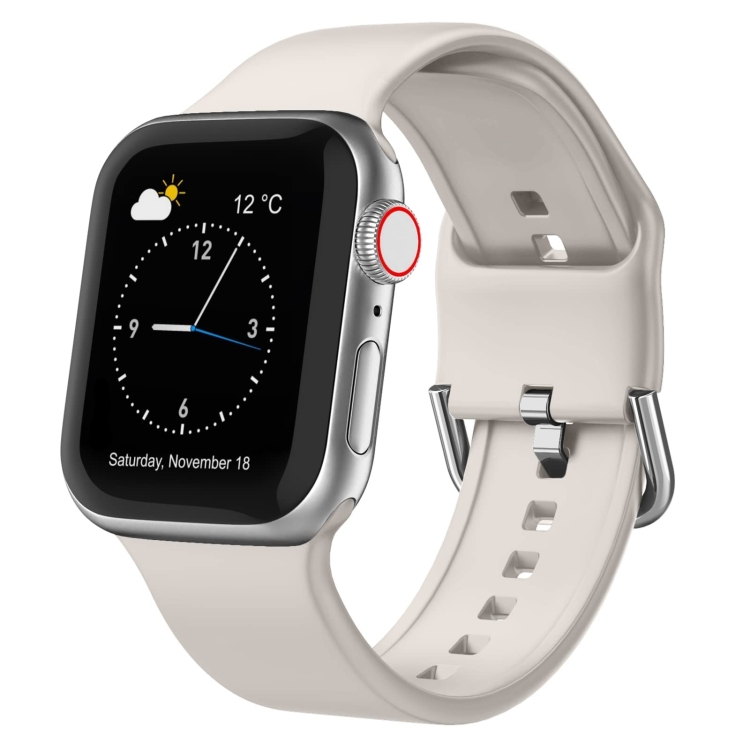 

For Apple Watch SE 2023 40mm Pin Buckle Silicone Watch Band(Starlight)