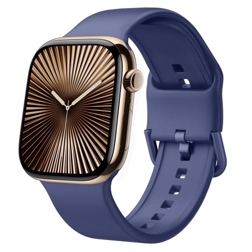 For Apple Watch Series 10 46mm Pin Buckle Silicone Watch Band Violet Gray