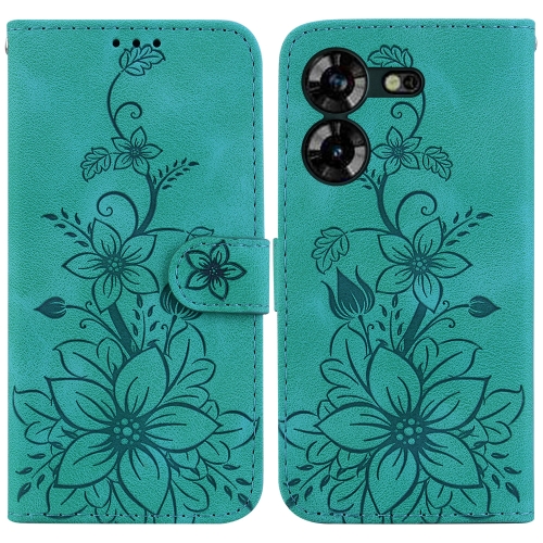 

For Tecno Pova 5 Lily Embossed Leather Phone Case(Green)