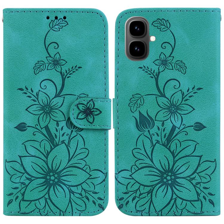 

For Tecno Pop 10 / Spark Go 2 4G Lily Embossed Leather Phone Case(Green)