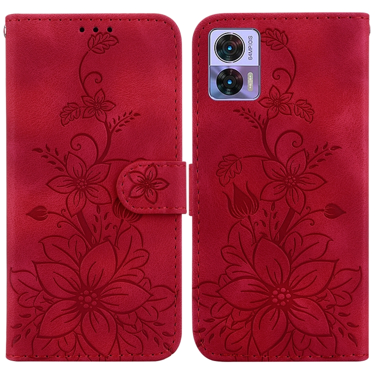 

For Motorola Edge 30 Neo / Edge 30 Lite Lily Embossed Leather Phone Case(Red)