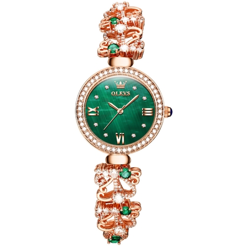 

OLEVS 9958 Women Adjustable Drawstring Bracelet Quartz Watch(Green + Rose Gold)
