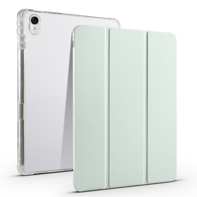 

For Huawei MatePad 11.5 2023 3-folding Transparent TPU Smart Leather Tablet Case(Light Green)