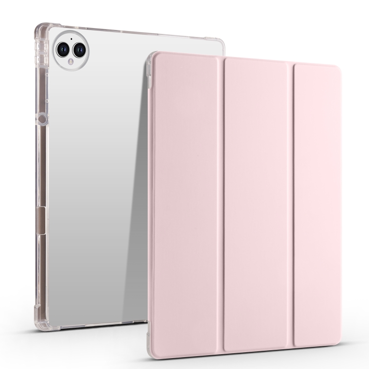 

For Huawei MatePad Pro 13.2 2023 3-folding Transparent TPU Smart Leather Tablet Case(Ice Pink)
