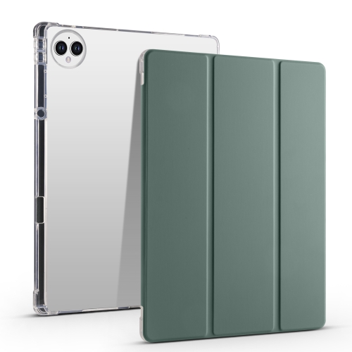 

For Huawei MatePad Pro 13.2 2023 3-folding Transparent TPU Smart Leather Tablet Case(Dark Night Green)