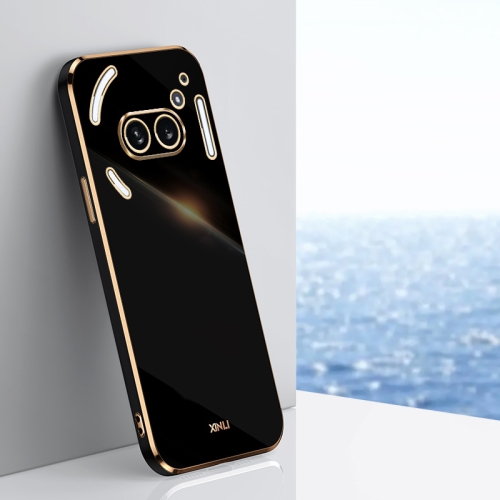 

For Nothing Phone 2A XINLI Straight 6D Plating Gold Edge TPU Phone Case(Black)