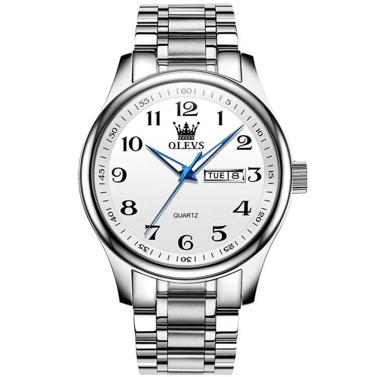 

OLEVS 5567 Men Steel Strap Waterproof Quartz Watch(White + Silver)