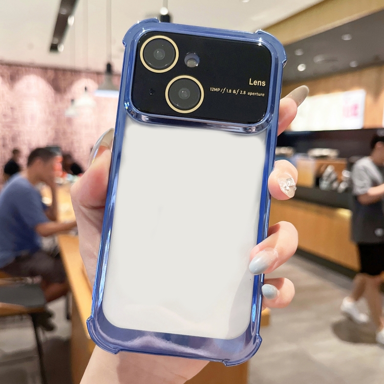 

For iPhone 14 Four-corner Shockproof TPU Phone Case with Lens Film(Blue)