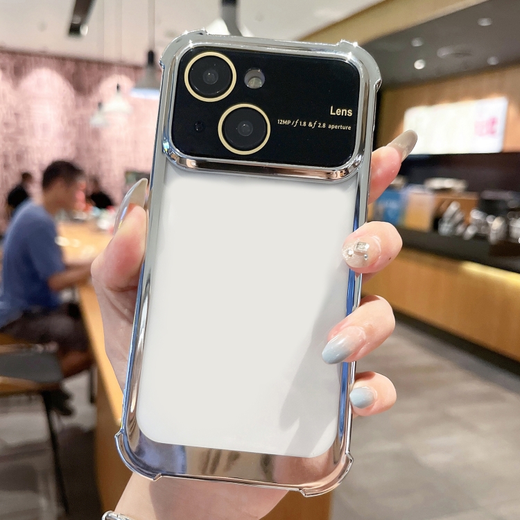

For iPhone 14 Four-corner Shockproof TPU Phone Case with Lens Film(Silver)