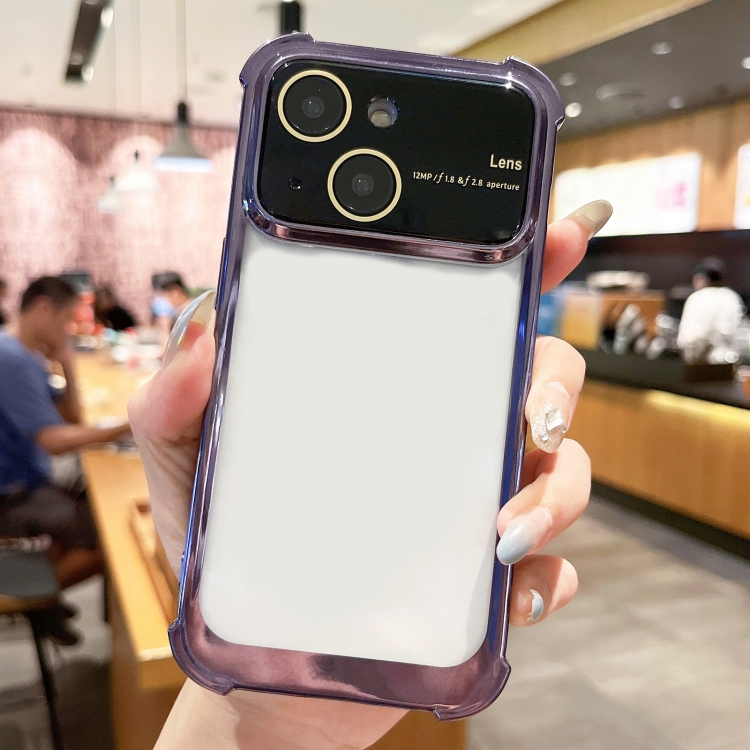 

For iPhone 14 Four-corner Shockproof TPU Phone Case with Lens Film(Purple)