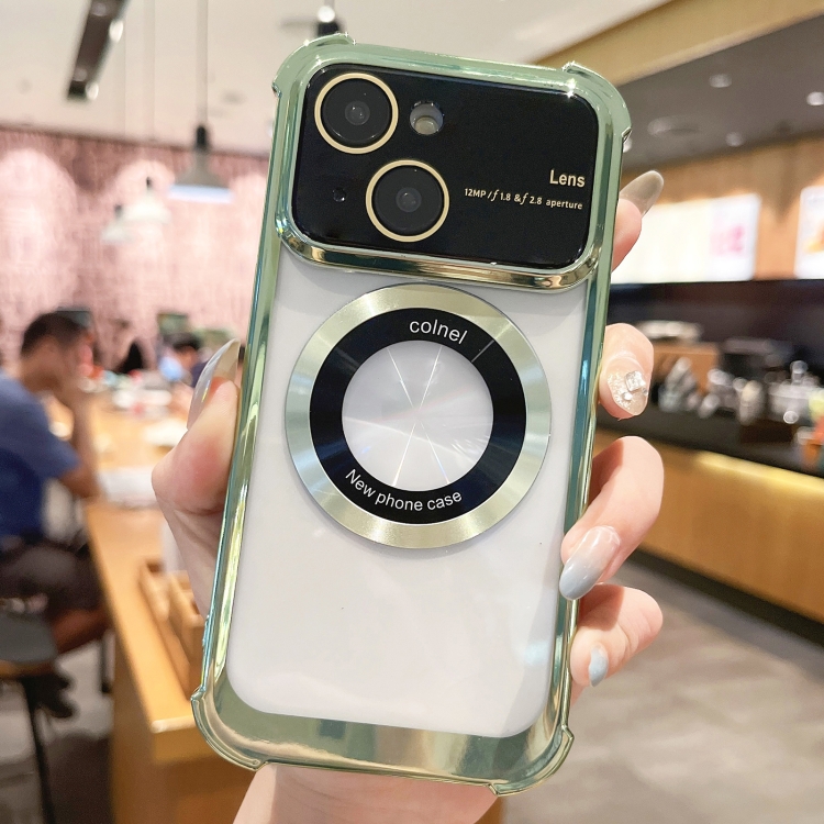 

For iPhone 14 MagSafe Shockproof TPU Phone Case with Lens Film(Green)