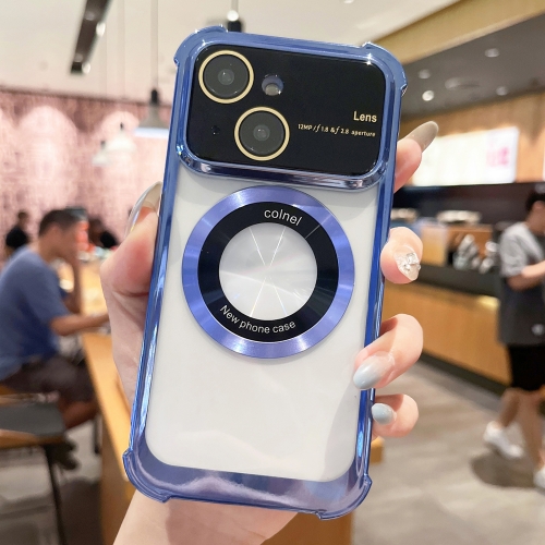 

For iPhone 14 MagSafe Shockproof TPU Phone Case with Lens Film(Blue)