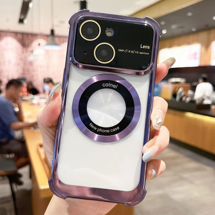 

For iPhone 14 MagSafe Shockproof TPU Phone Case with Lens Film(Purple)
