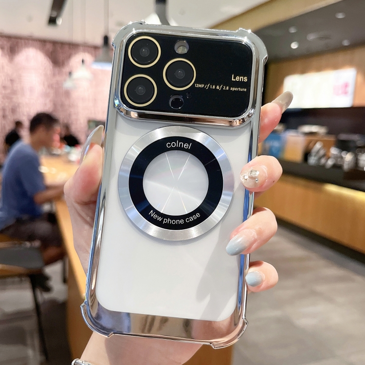 

For iPhone 14 Pro Max MagSafe Shockproof TPU Phone Case with Lens Film(Silver)