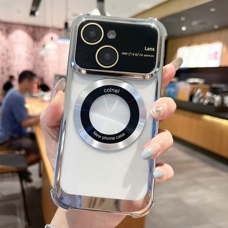 

For iPhone 13 MagSafe Shockproof TPU Phone Case with Lens Film(Silver)