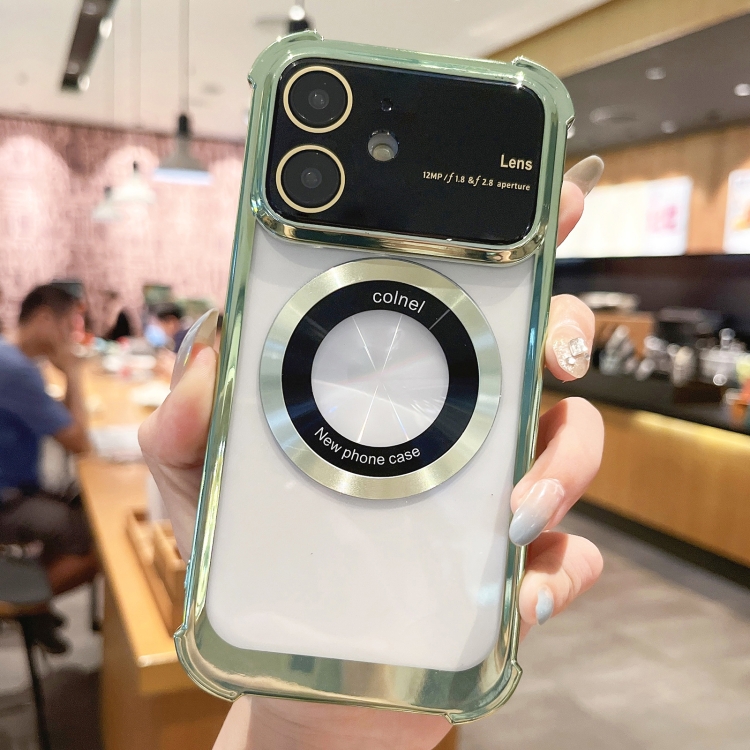 

For iPhone 12 MagSafe Shockproof TPU Phone Case with Lens Film(Green)