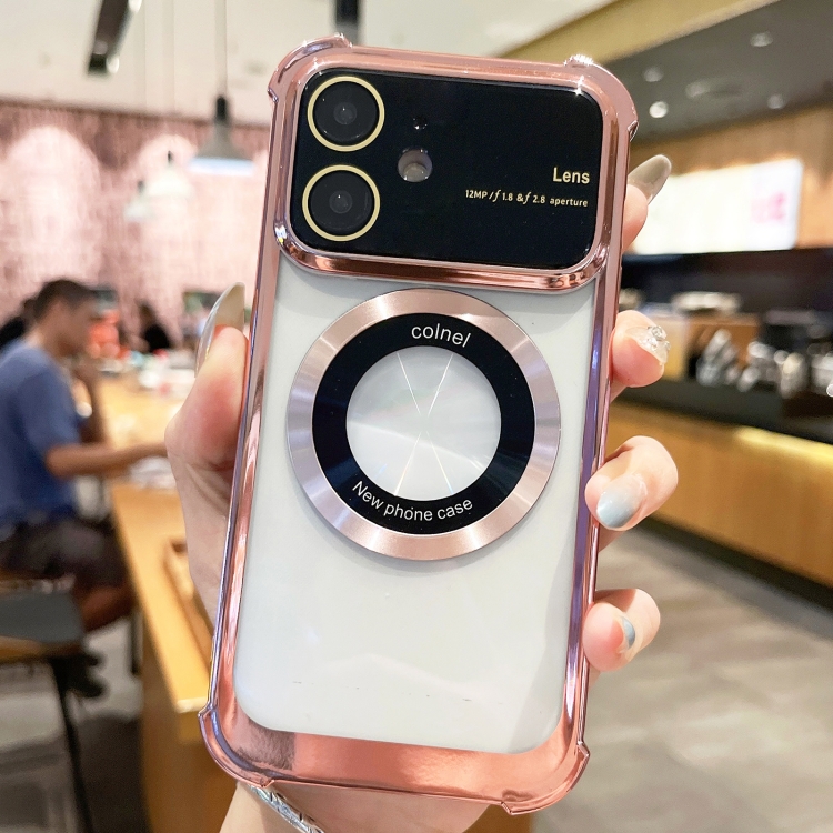 

For iPhone 12 MagSafe Shockproof TPU Phone Case with Lens Film(Rose Gold)