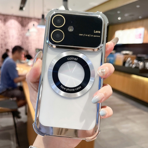 

For iPhone 12 MagSafe Shockproof TPU Phone Case with Lens Film(Silver)