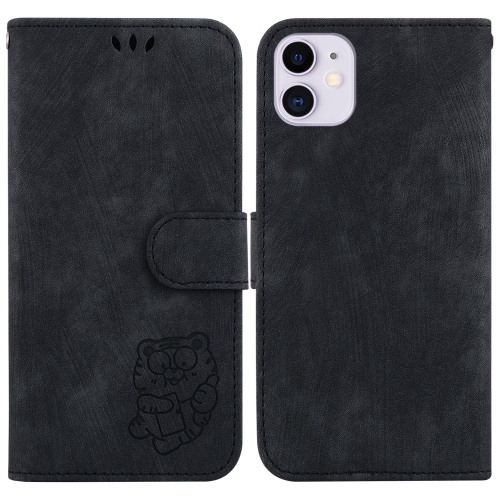 

For iPhone 11 Little Tiger Embossed Leather Phone Case(Black)