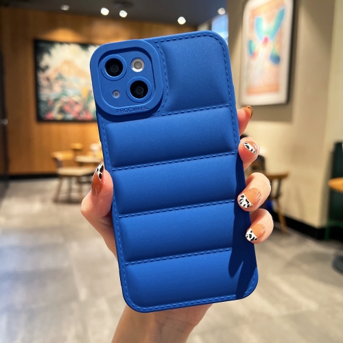 

For iPhone 14 Plus Eiderdown Airbag Frosted TPU Phone Case(Blue)