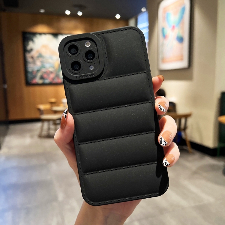 

For iPhone 14 Pro Max Eiderdown Airbag Frosted TPU Phone Case(Black)