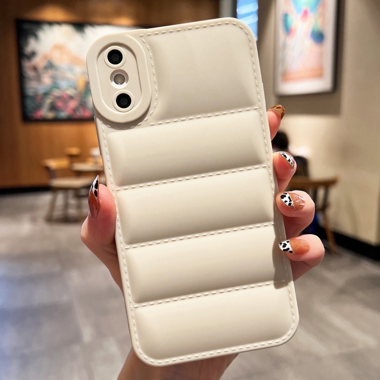 

For iPhone XS Max Eiderdown Airbag Frosted TPU Phone Case(White)
