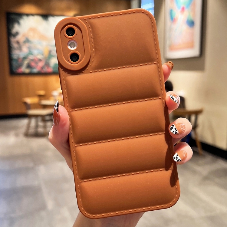 

For iPhone XS Max Eiderdown Airbag Frosted TPU Phone Case(Brown)