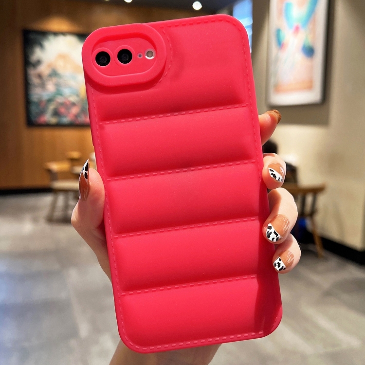 

For iPhone 8 Plus / 7 Plus Eiderdown Airbag Frosted TPU Phone Case(Red)