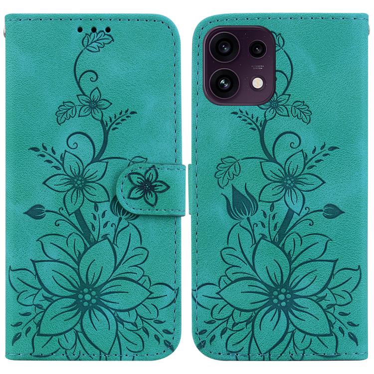 For OPPO Reno16 F 5G / Reno16 FS 5G Lily Embossed Leather Phone Case(Green)