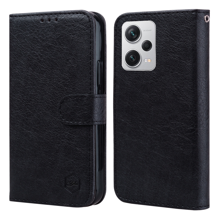 

For Xiaomi Redmi Note 12 Pro+ 5G Skin Feeling Oil Leather Texture PU + TPU Phone Case(Black)
