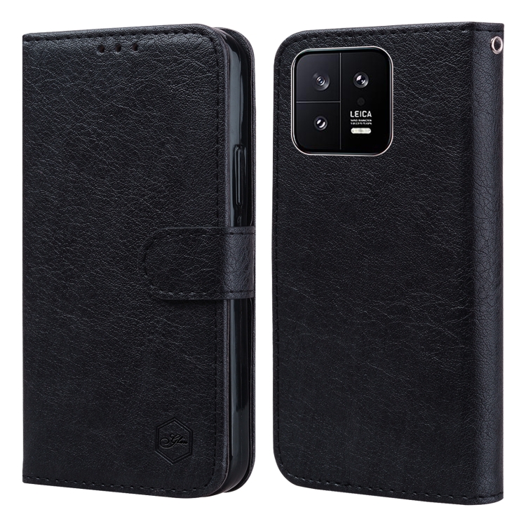 

For Xiaomi 13 Skin Feeling Oil Leather Texture PU + TPU Phone Case(Black)
