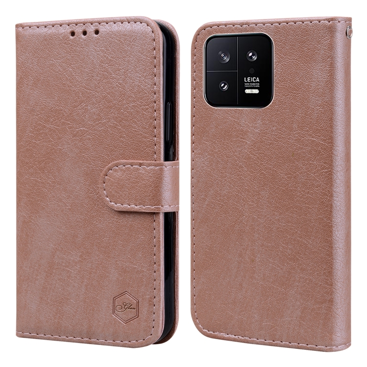 

For Xiaomi 13 Skin Feeling Oil Leather Texture PU + TPU Phone Case(Champagne)