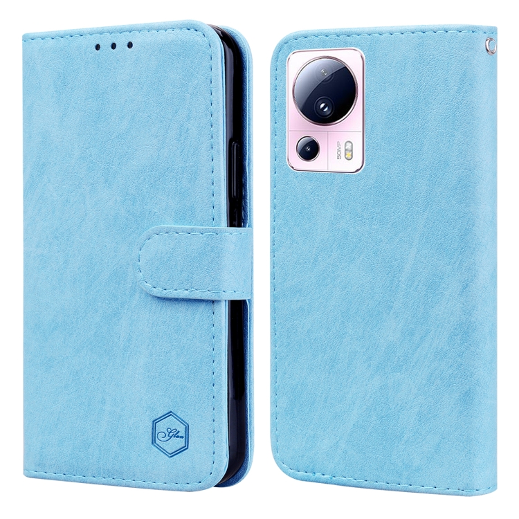 

For Xiaomi 13 Lite Skin Feeling Oil Leather Texture PU + TPU Phone Case(Light Blue)