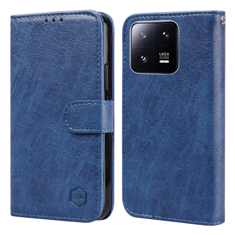 

For Xiaomi 13 Pro Skin Feeling Oil Leather Texture PU + TPU Phone Case(Dark Blue)