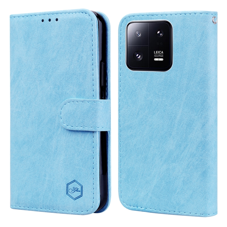 

For Xiaomi 13 Pro Skin Feeling Oil Leather Texture PU + TPU Phone Case(Light Blue)