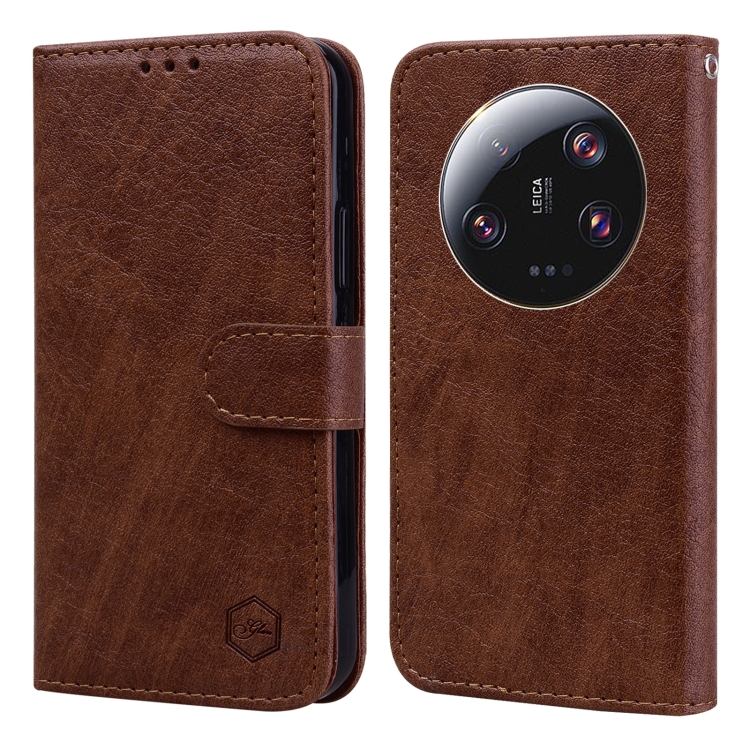 

For Xiaomi 13 Ultra Skin Feeling Oil Leather Texture PU + TPU Phone Case(Brown)