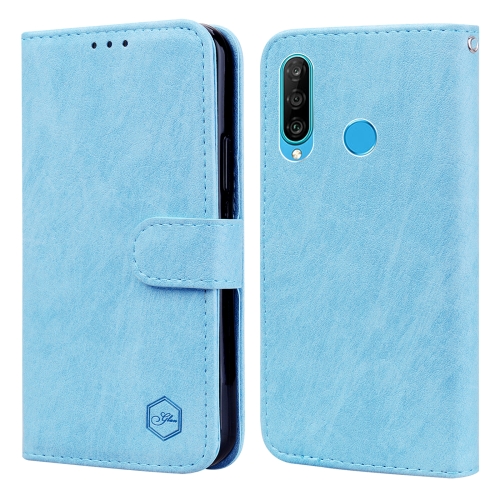 

For Huawei P30 Lite / Nova 4E Skin Feeling Oil Leather Texture PU + TPU Phone Case(Light Blue)