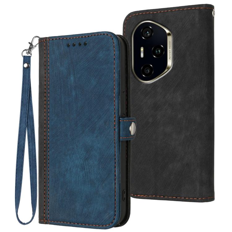 

For Honor 300 Pro / Honor 300 Ultra Side Buckle Double Fold Hand Strap Leather Phone Case(Royal)