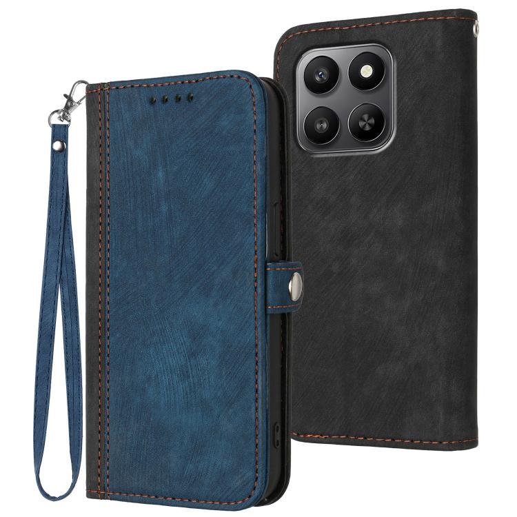 

For Honor 400 Smart / X7d 4G / Play 10T 5G Side Buckle Double Fold Hand Strap Leather Phone Case(Royal)
